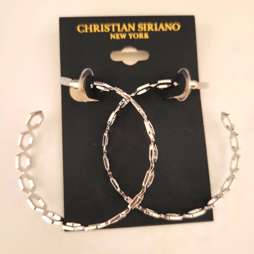Silver Medium Hoop Earrings-New